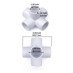 2-Pack 247Garden 1 in. PVC 5-Way Elbow Connectors ASTM SCH40 Furniture-Grade Construction Fittings