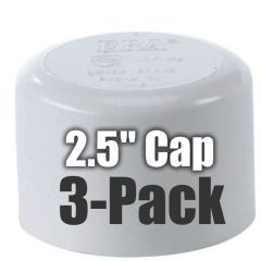 3-Pack 2.5" Schedule-40 PVC End Caps Pipe Fittings NSF SCH40 ASTM D2466 2-1/2" Slip/Socket