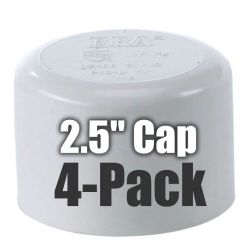 4-Pack 2.5" Schedule-40 PVC End Caps Pipe Fittings NSF SCH40 ASTM D2466 2-1/2" Slip/Socket