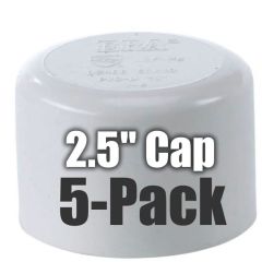 5-Pack 2.5" Schedule-40 PVC End Caps Pipe Fittings NSF SCH40 ASTM D2466 2-1/2" Slip/Socket