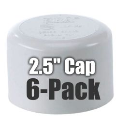 6-Pack 2.5" Schedule-40 PVC End Caps Pipe Fittings NSF SCH40 ASTM D2466 2-1/2" Slip/Socket