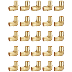  25-Pack 1/2" PEX-B 90 Degree Elbow, No Lead Brass, 1/2 Inch Crimp Fittings For Pex Pipe