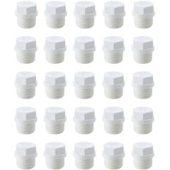 25-Pack 1/2 in. Schedule 40 PVC Male Thread Plugs, NSF/ASTM Pipe Fittings (MPT) SCH40 ASTM D2466