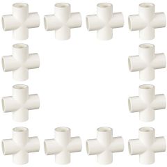 12-Pack 3/4" PVC Cross 4-Way Plumbing-Grade NSF Fittings ASTM D2466