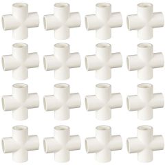 16-Pack 3/4" PVC Cross 4-Way Plumbing-Grade NSF Fittings ASTM D2466