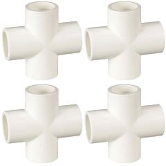 4-Pack 3/4" PVC Cross 4-Way Plumbing-Grade NSF Fittings ASTM D2466