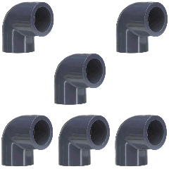 6-Pack 3/4 in. SCH-80 PVC 90-Degree Elbow Fittings NSF ASTM D2467 Slip/Socket