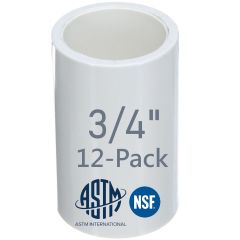 12-Pack 3/4 in. SCH-40 PVC Couplings Plumbing-Grade Pipe Fittings Slip/Socket NSF ANSI ASTM D2466