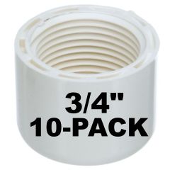 10-Pack 3/4 in. SCH-40 Female-Threaded NPT Caps PVC Pipe Fittings NSF ASTM D2466