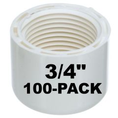 100-Pack 3/4 in. SCH-40 Female-Threaded NPT Caps PVC Pipe Fittings NSF ASTM D2466