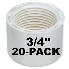 20-Pack 3/4 in. SCH-40 Female-Threaded NPT Caps PVC Pipe Fittings NSF ASTM D2466