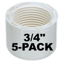 5-Pack 3/4 in. Schedule 40 PVC Female-Threaded NPT Caps PVC Pipe Fittings NSF ASTM D2466