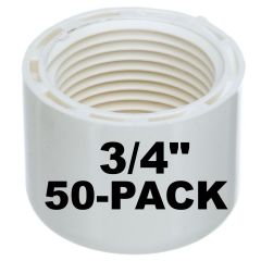 50-Pack 3/4 in. SCH-40 Female-Threaded NPT Caps PVC Pipe Fittings NSF ASTM D2466