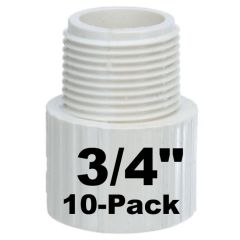 10-Pack 3/4" SCH-40 PVC Male Adapters Pipe Fittings, Plumbing Grade NSF-PW UPC ASTM ANSI D2466 NPT x Slip