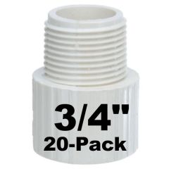 20-Pack 3/4" SCH-40 PVC Male Adapters Pipe Fittings, Plumbing Grade NSF-PW UPC ASTM ANSI D2466 NPT x Slip