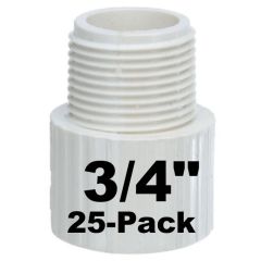 25-Pack 3/4" SCH-40 PVC Male Adapters Pipe Fittings, Plumbing Grade NSF-PW UPC ASTM ANSI D2466 NPT x Slip