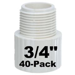 40-Pack 3/4" SCH-40 PVC Male Adapters Pipe Fittings, Plumbing Grade NSF-PW UPC ASTM ANSI D2466 NPT x Slip