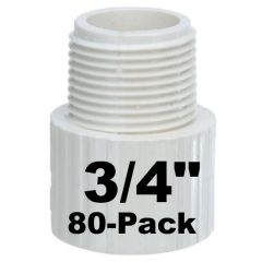 80-Pack 3/4" SCH-40 PVC Male Adapters Pipe Fittings, Plumbing Grade NSF-PW UPC ASTM ANSI D2466 NPT x Slip