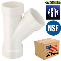 36-Pk 2 in. DWV WYE Hub Skew Y-Tee Drain, Waste, and Vent PVC Fittings ASTM D2665 NSF