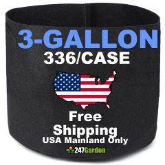 Wholesale 3-Gallon 336/Case Basic Black Fabric Grow Bags 200GSM No Handles 9H x 10D