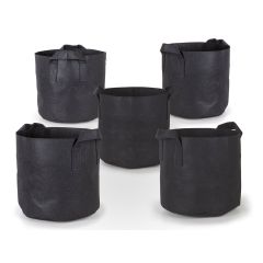 247Garden 5-Gallon Black Planters Grow Bags/Aeration Fabric Pots w/Handles (10H x 12D) 5-Pack
