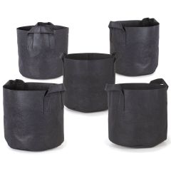 247Garden 3-Gallon Black Planters Grow Bags/Aeration Fabric Pots w/Handles 9H x 10D 5-Pack w/Free Shipping