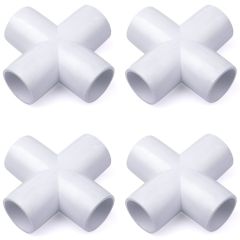 4-Pack 3/4" 4-Way PVC Cross ASTM SCH40 Furniture-Grade Fittings