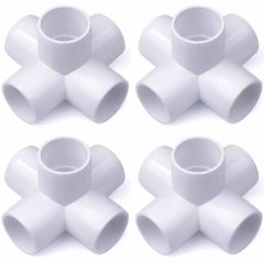 4-Pack 247Garden 1 in. PVC 5-Way Elbow Connectors ASTM SCH40 Furniture-Grade Construction Fittings