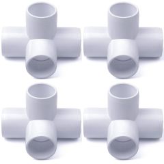 4-Pack 1 in. PVC 4-Way Elbow Fittings ASTM SCH40 Furniture-Grade Connectors