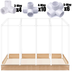 247Garden 4x16 Professional PVC-Frame Fabric Raised Garden Grow Bed w/ 1" uPVC Trellis Fittings +6X Middle Support Bar Connectors