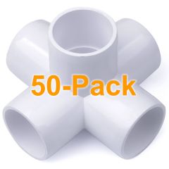 50pcs 3/4 in. 5-Way PVC Elbows ASTM SCH40 Furniture-Grade Construction Fittings