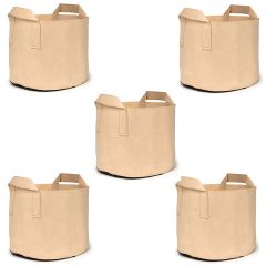 5-Pack 5-Gallon 247Garden Tan Aeration Grow Bags 260GSM w/Handles