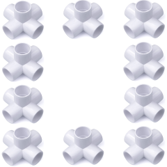 10-Pk 3/4 in. 5-Way PVC Elbows ASTM SCH40 Furniture-Grade Construction Fittings