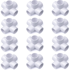 12-Pk 3/4 in. 5-Way PVC Elbows ASTM SCH40 Furniture-Grade Construction Fittings