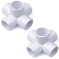 2-Pk 3/4 in. 5-Way PVC Elbows ASTM SCH40 Furniture-Grade Construction Fittings