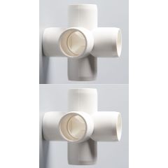 2-Pk 3/4 in. 5-Way SCH-40 PVC Fittings ASTM D2466 Plumbing-Grade Pipe Connectors