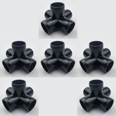 6-Pk 3/4 in. 5-Way Black PVC Elbows ASTM SCH40 Furniture-Grade Construction Fittings