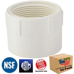 60-PK 3 in. DWV PVC Female Adapter FIPT X Hub/Slip Fitting for Drain, Waste, and Vent ASTM D2665 NSF