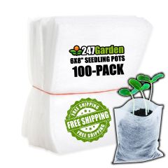 247Garden 100-Pack 6x8" Aeration Seedling Pots/Nursery Fabric Plant Grow Bags (40GSM Non-Woven Eco-Friendly Fabric)