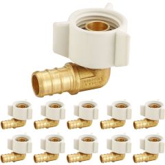 20-PK 1/2" PEX-B Brass x 1/2" Female NPT Swivel 90° Elbow Adapters, Lead Free DZR Brass NSF F1807/F2159 PEX Crimp Fittings