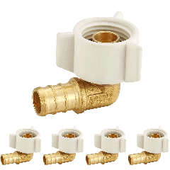 5-PK 1/2" PEX-B Brass x 1/2" Female NPT Swivel 90° Elbow Adapters, Lead Free DZR Brass NSF F1807/F2159 PEX Crimp Fittings