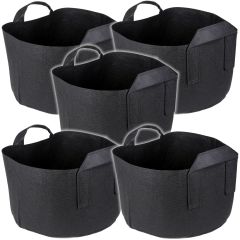 247Garden 7-Gallon Short Aeration Fabric Pot/Vegetable Grow Bag w/Handles (Black 9H x 15D) 5-Pack