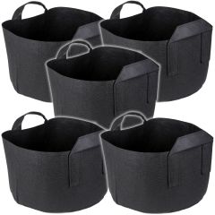 247Garden 5-Gallon Short Aeration Fabric Pot/Vegetable Grow Bag w/Handles (Black 8H x 13.5D) 5-Pack