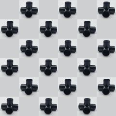 18-Pk 3/4" 4-Way Black PVC Elbows+Tees Furniture-Grade ASTM SCH40 Construction Fittings