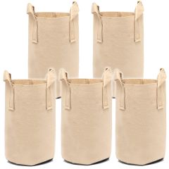 247Garden 2-Gallon Tall Aeration Fabric Pot/Tree Grow Bag (Tan w/Handles 12H x 7D) 5-Pack