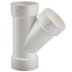 1" DWV WYE Hub Skew Y-Tee PVC Fitting ASTM D2665 NSF