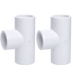 2-Pack 1 in. SCH-40 PVC Tee 3-Way Plumbing-Grade Pipe Fitting NSF ASTM D2466 1"