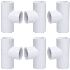 6-Pack 1 in. SCH-40 PVC Tee 3-Way Plumbing-Grade Pipe Fitting NSF ASTM D2466 1"