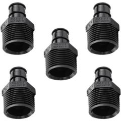 5-Pk 1/2" PEX-A x 3/4" NPT Male Adapters Plastic PPSU Cold Expansion PEX Fittings ASTM F1960 NSF