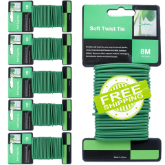 247Garden 25Ft Soft Twist Tie 3.5mm x 8M for Plant Support/Multi-Purpose Gardening Tool 6-Pack for Bonsai and More (150FT Total)